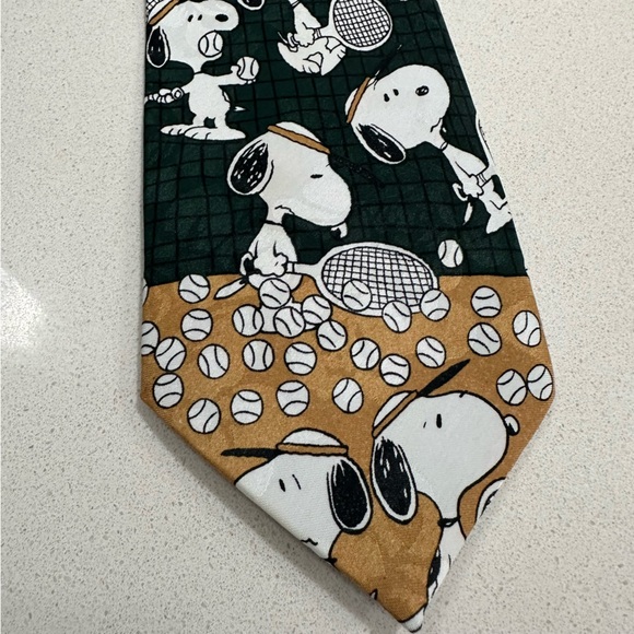 Snoopy peanuts Charlie Brown tennis vintage 1958 tie made in Korea - Picture 6 of 11